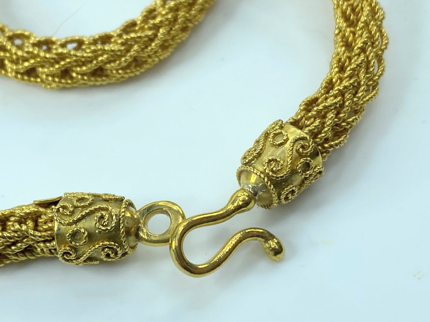 20K yellow Gold 6mm milgrain Braided Necklace heavy necklace 32" 133.1g JR703