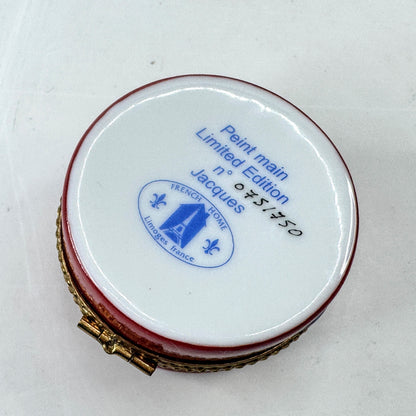 French Home Limoges Jacques Limited Edition Red Hat Box Trinket Box A1034