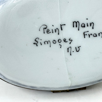 French Peint Main Taxi Porcelain Hinged Trinket Box Signed Limoges A1035