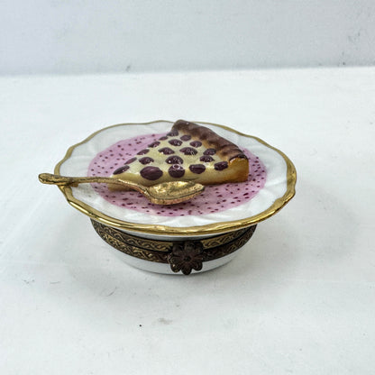 Vintage Limoges France Parry Vieille Berry Pie Slice Trinket Box A1036
