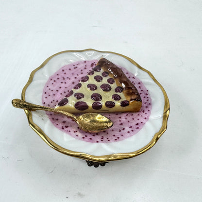 Vintage Limoges France Parry Vieille Berry Pie Slice Trinket Box A1036