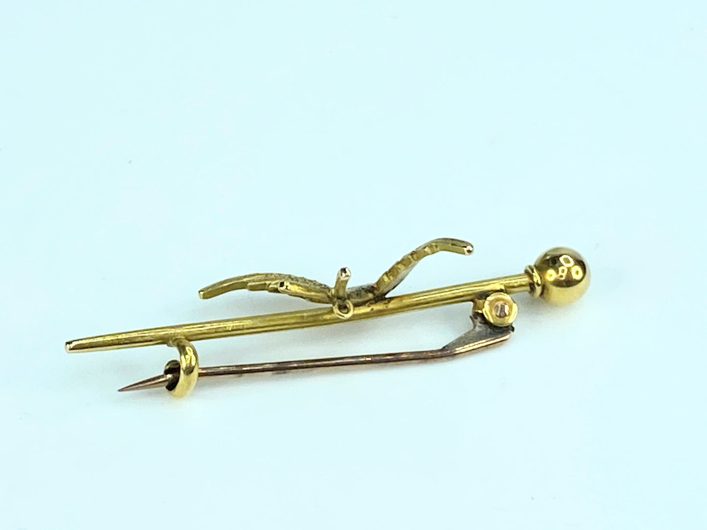 Early 20th century 15ct 3D Swallow Bird Bar brooch 3.2g JR9937