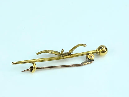 Early 20th century 15ct 3D Swallow Bird Bar brooch 3.2g JR9937