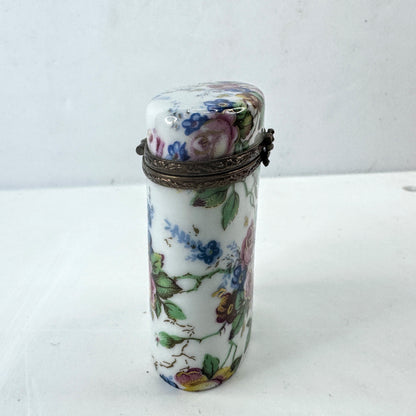 Limoges France Rehaussé Main Floral Porcelain Hinged Trinket Box A1037
