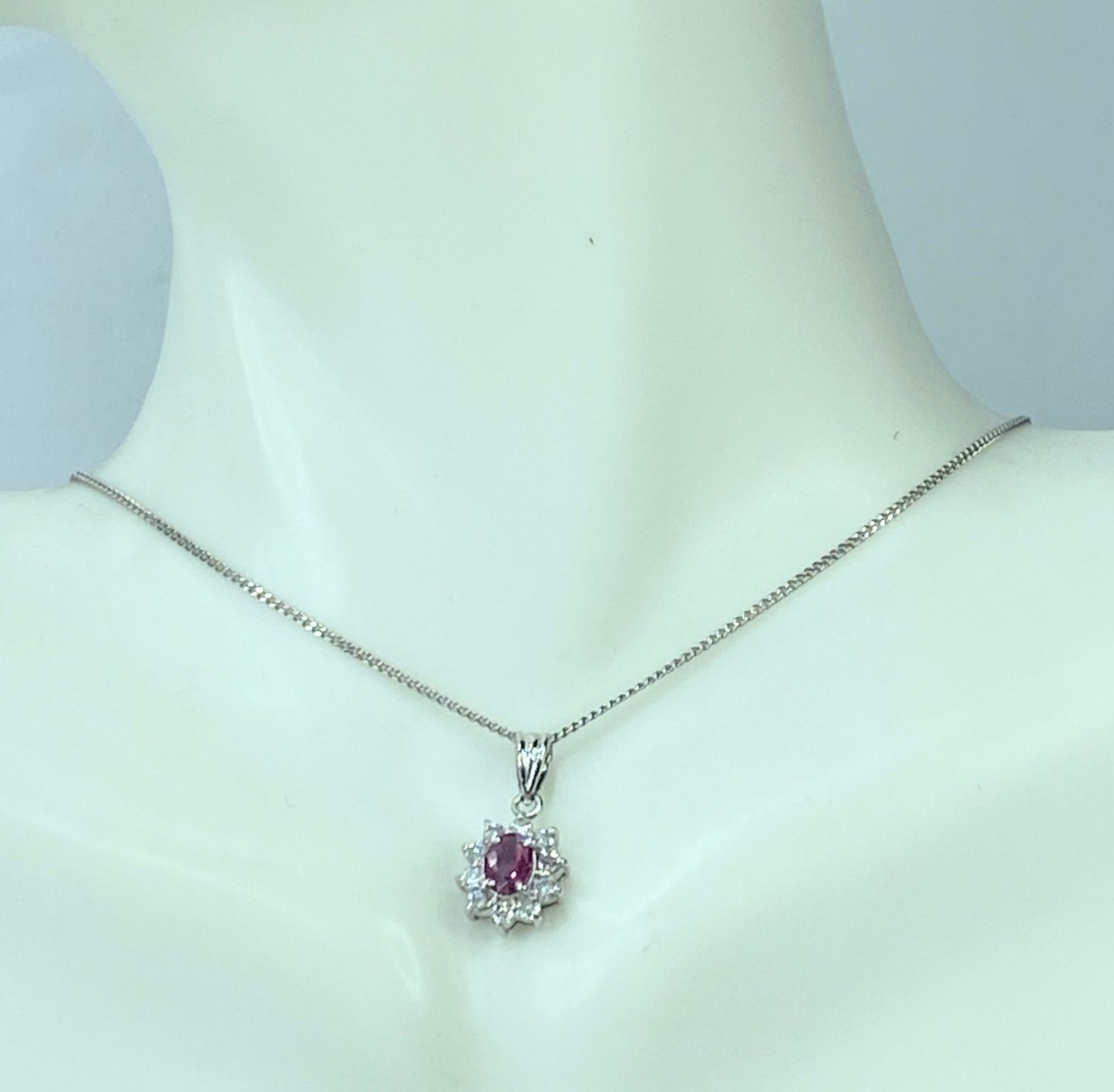 Platinum certified Oval natural Ruby Diamond necklace 3.6gm JR9147