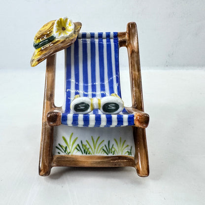 Rochard Limoges France Hand-Painted Beach Chair Trinket Box A1030