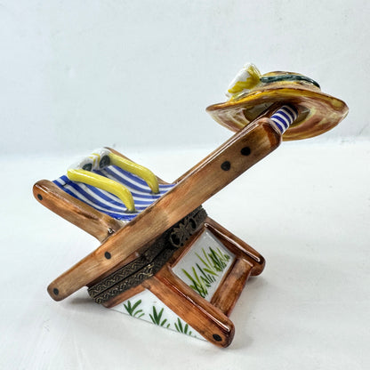 Rochard Limoges France Hand-Painted Beach Chair Trinket Box A1030