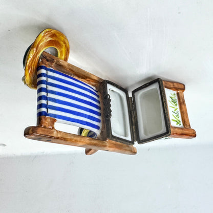 Rochard Limoges France Hand-Painted Beach Chair Trinket Box A1030