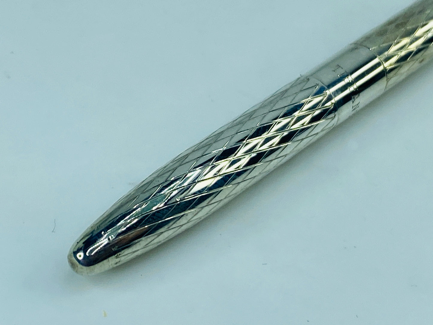 Tiffany & Co Sterling Silver Ballpoint Pen Diamond Cut 4.5" with Pouch SS182