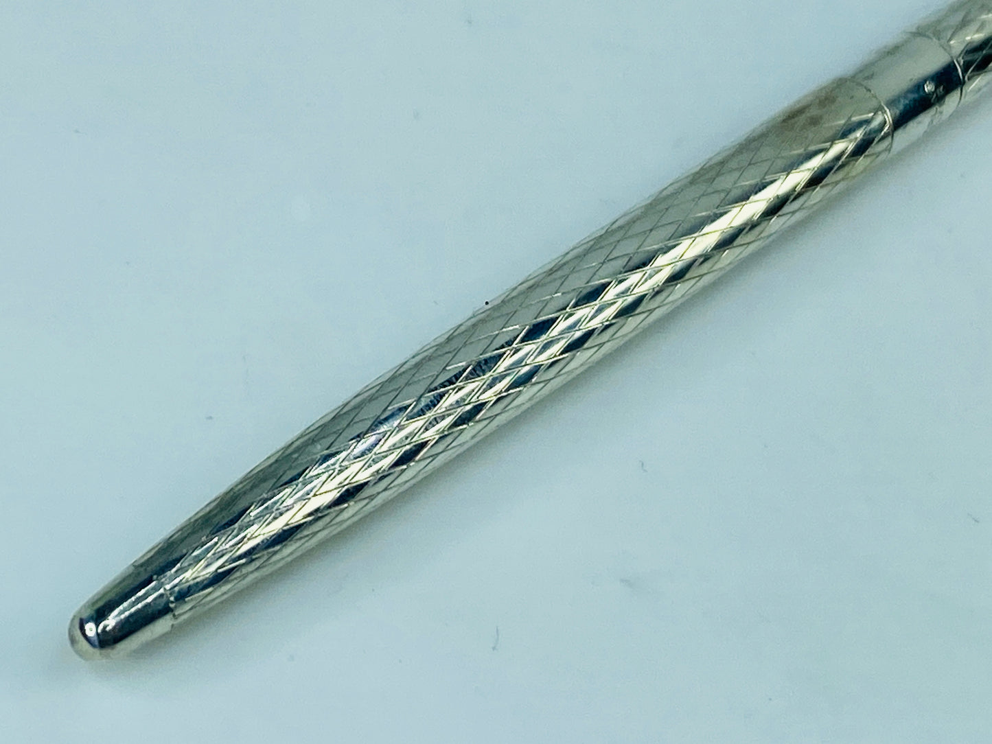 Tiffany & Co Sterling Silver Ballpoint Pen Diamond Cut 4.5" with Pouch SS182