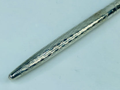 Tiffany & Co Sterling Silver Ballpoint Pen Diamond Cut 4.5" with Pouch SS182