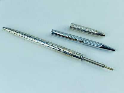 Tiffany & Co Sterling Silver Ballpoint Pen Diamond Cut 4.5" with Pouch SS182
