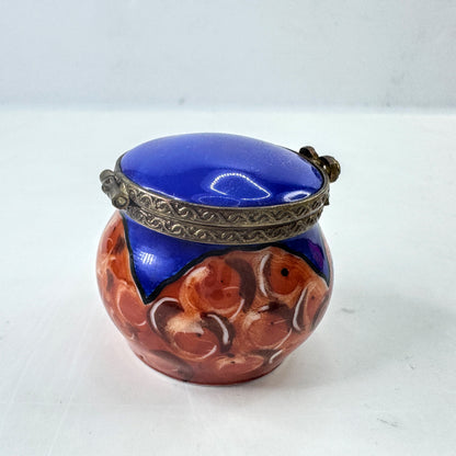 Eximious Limoges France Hand Painted Confiture Jam Jar Trinket Box A1039