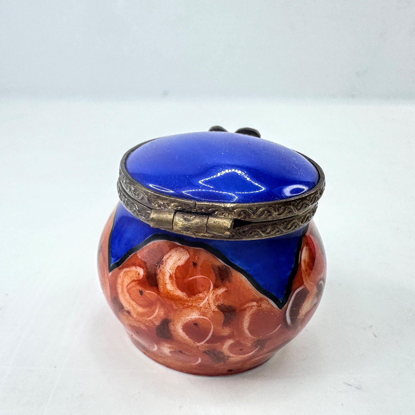 Eximious Limoges France Hand Painted Confiture Jam Jar Trinket Box A1039