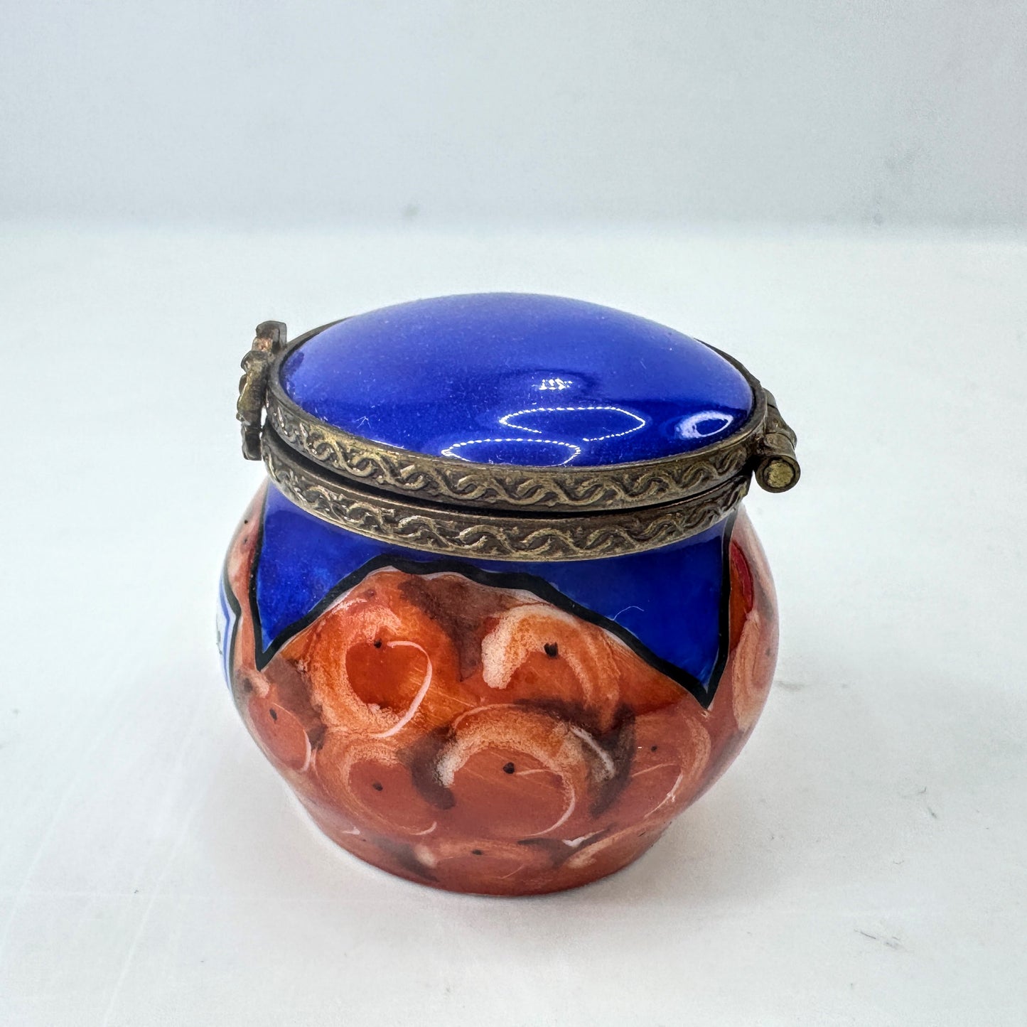 Eximious Limoges France Hand Painted Confiture Jam Jar Trinket Box A1039
