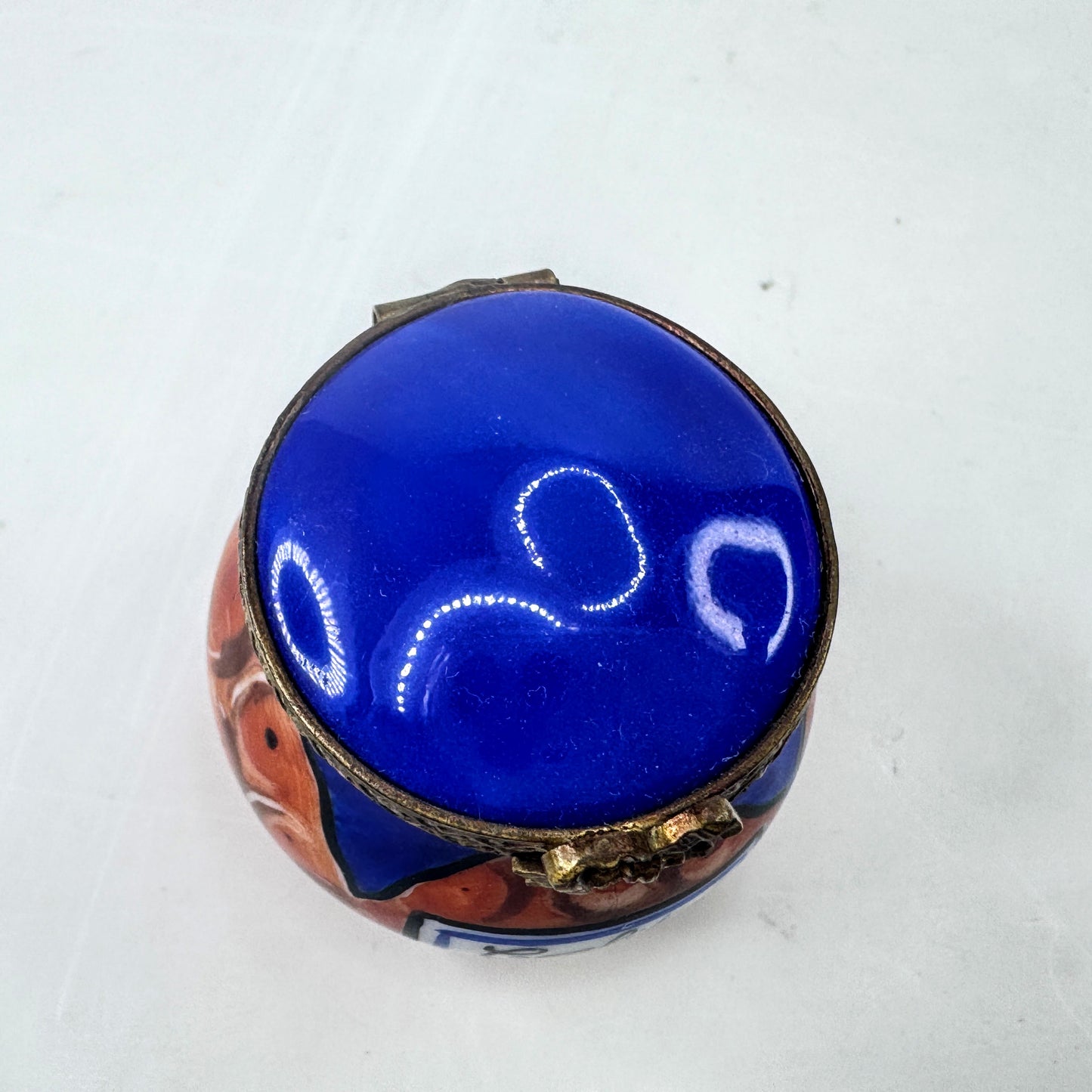 Eximious Limoges France Hand Painted Confiture Jam Jar Trinket Box A1039