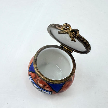 Eximious Limoges France Hand Painted Confiture Jam Jar Trinket Box A1039