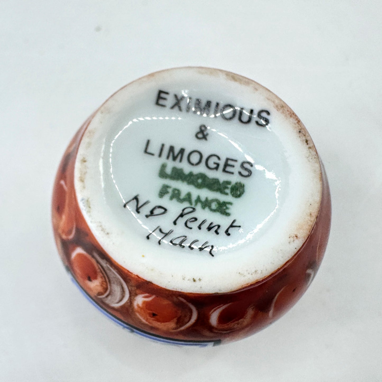 Eximious Limoges France Hand Painted Confiture Jam Jar Trinket Box A1039
