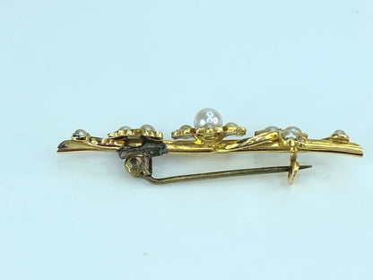 Early 20th century 15K yellow gold Seed & Split pearl Flower brooch 3.8g JR9943