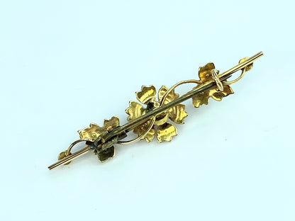 Early 20th century 15K yellow gold Seed & Split pearl Flower brooch 3.8g JR9943