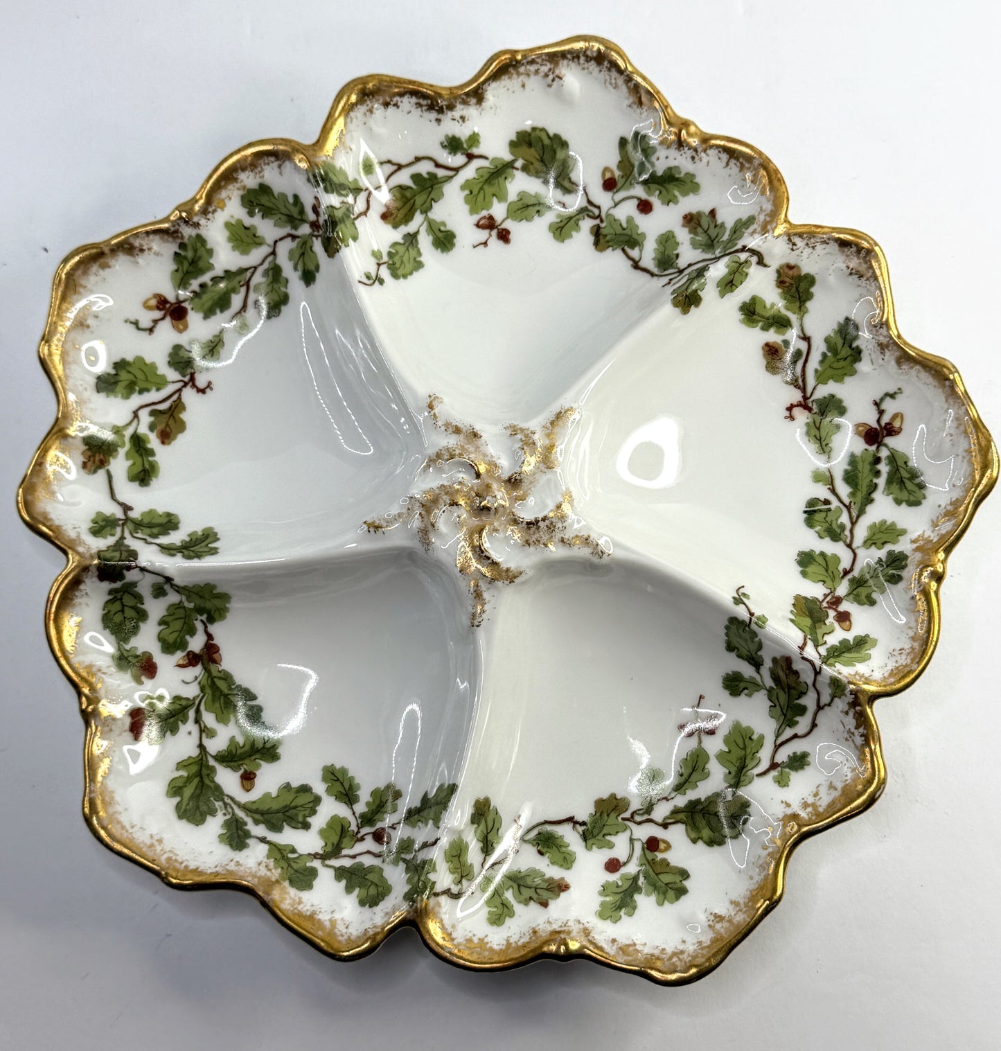 Antique Limoges T&V France Oyster Plate Hand Painted Gilt A898
