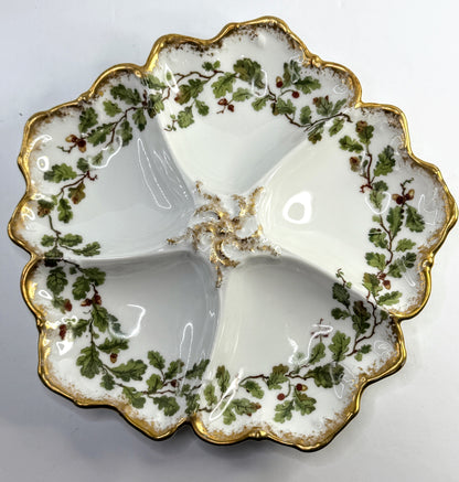 Antique Limoges T&V France Oyster Plate Hand Painted Gilt A898