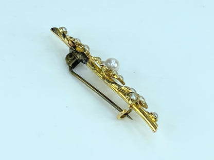 Early 20th century 15K yellow gold Seed & Split pearl Flower brooch 3.8g JR9943