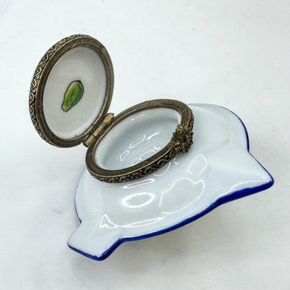 Vintage Limoges Peint Main Hand Painted Lemon Juicer Trinket Box A1040
