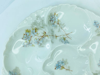 Porcelain Blue Flowers Oyster Plate Limoges, circa 1900 A441