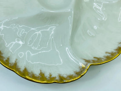 1890 Charles Field Haviland GDM 6 well gold tassel trim oyster plate A442