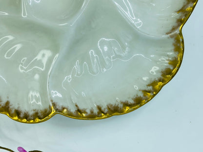 1890 Charles Field Haviland GDM 6 well gold tassel trim oyster plate A442