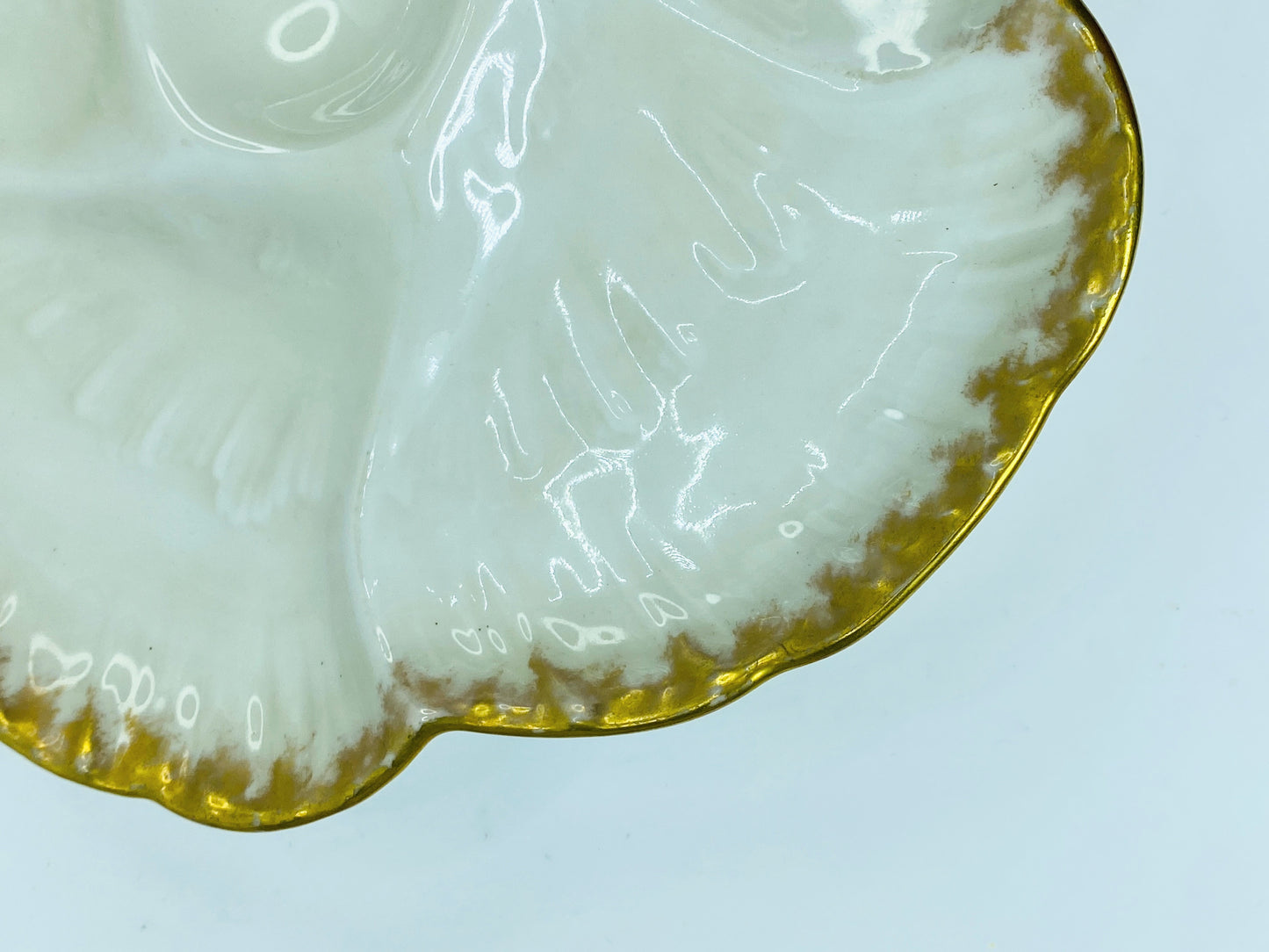 1890 Charles Field Haviland GDM 6 well gold tassel trim oyster plate A442