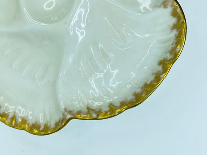 1890 Charles Field Haviland GDM 6 well gold tassel trim oyster plate A442