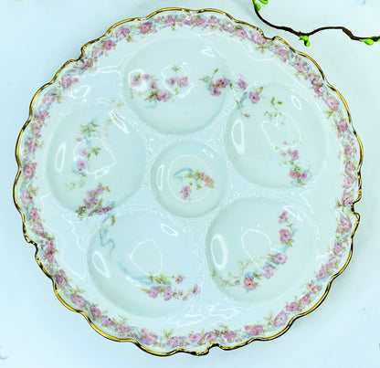 Haviland & Co. Limoges France Oyster Plate Ranson Shape shell pink A443