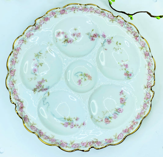 Haviland & Co. Limoges France Oyster Plate Ranson Shape shell pink A443