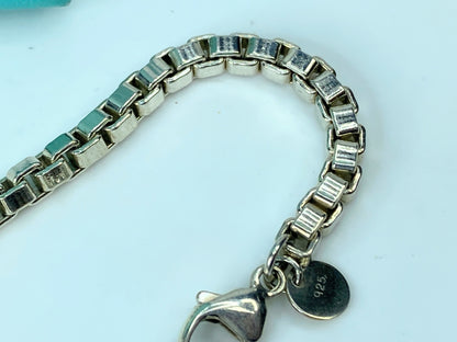 Tiffany & Co. Sterling Silver Venetian Box Chain Link Bracelet - Pouch JR704