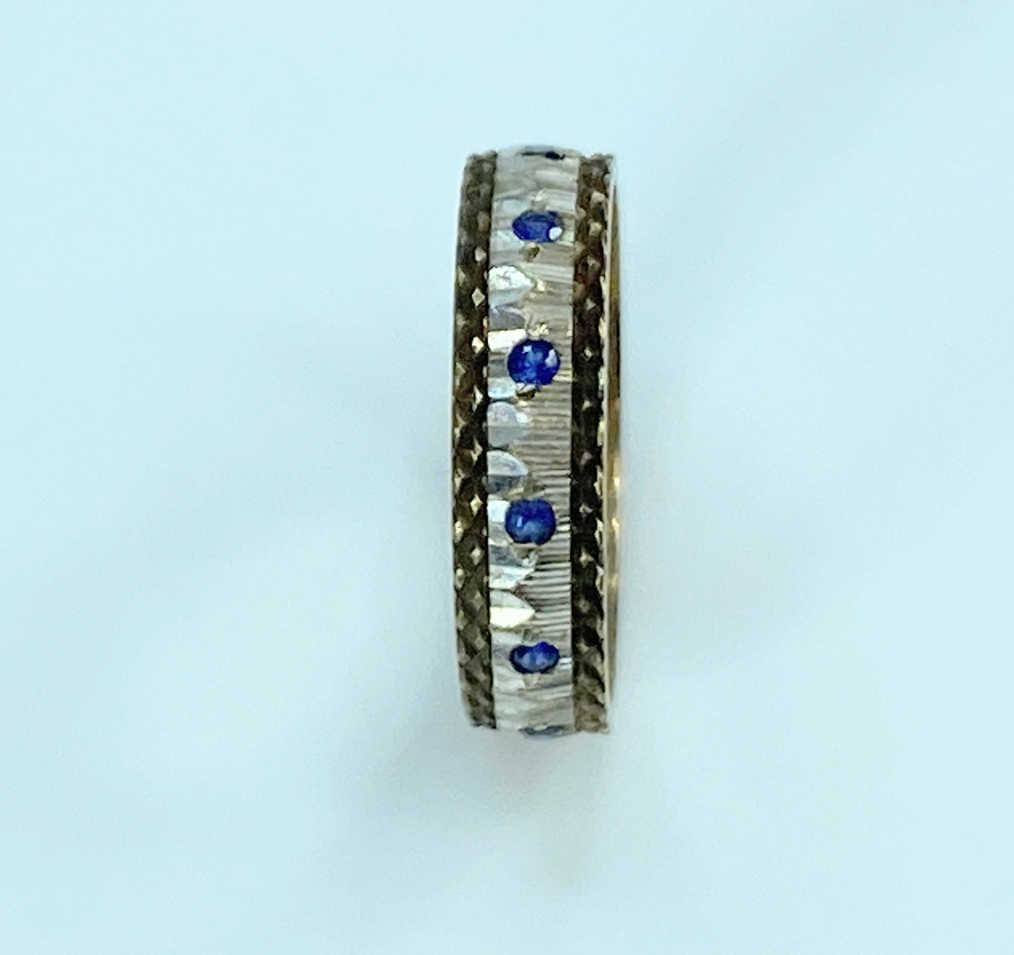 20th century 10K bi-color Blue  Sapphire full eternality ring s5.5 2.4g JR9946