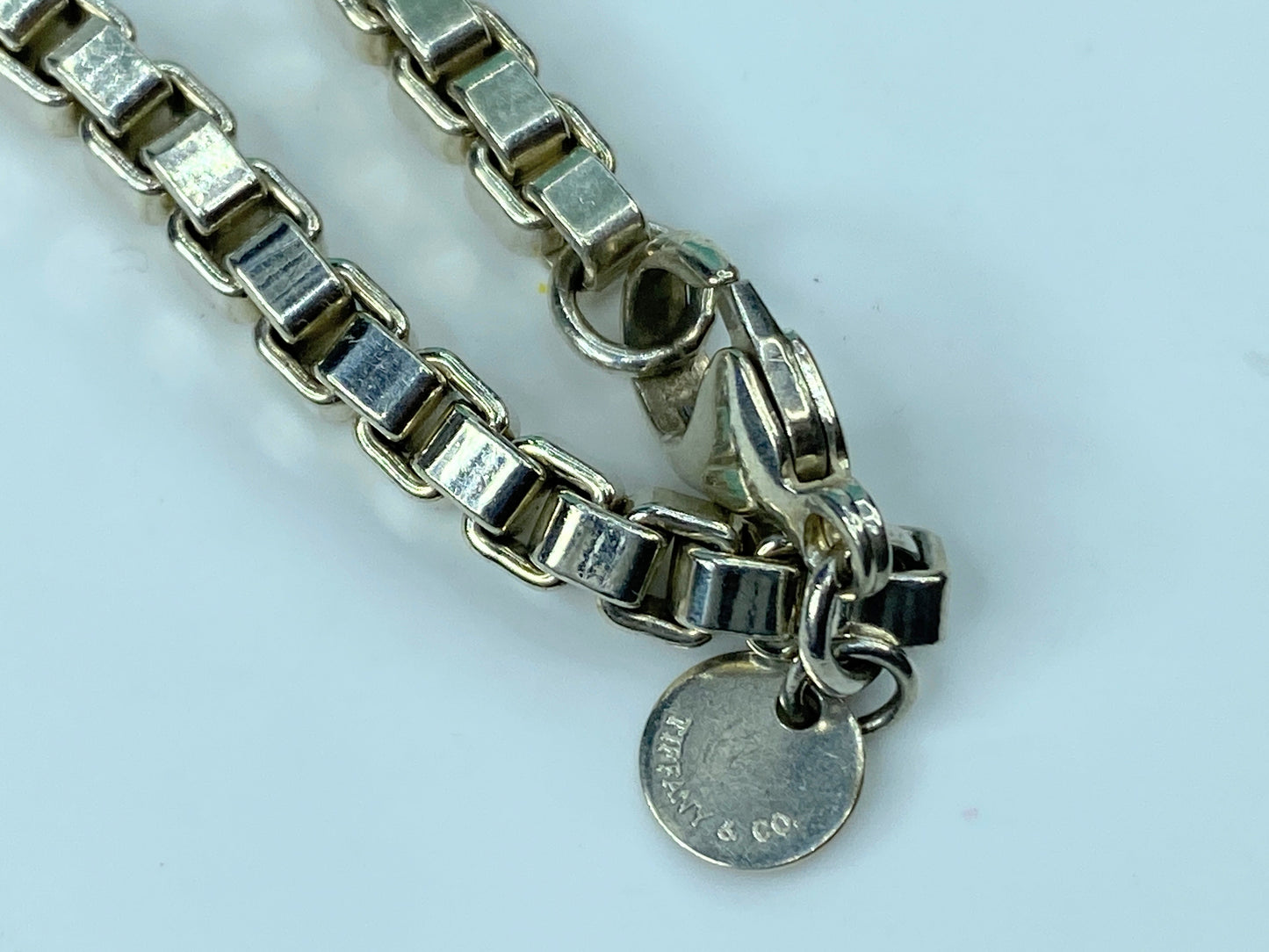 Tiffany & Co. Sterling Silver Venetian Box Chain Link Bracelet - Pouch JR704