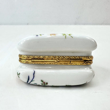Vintage Limoges Hand Painted Pheasant Floral Handbag Trinket Box A1044