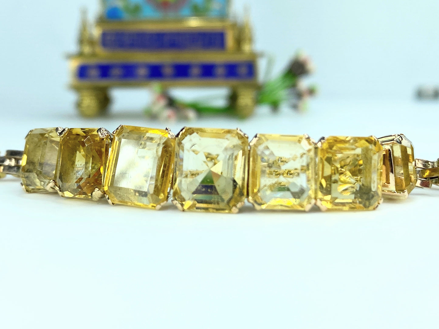 Vintage Citrine 14K gold bracelet 12.8g 6.0" JR9947