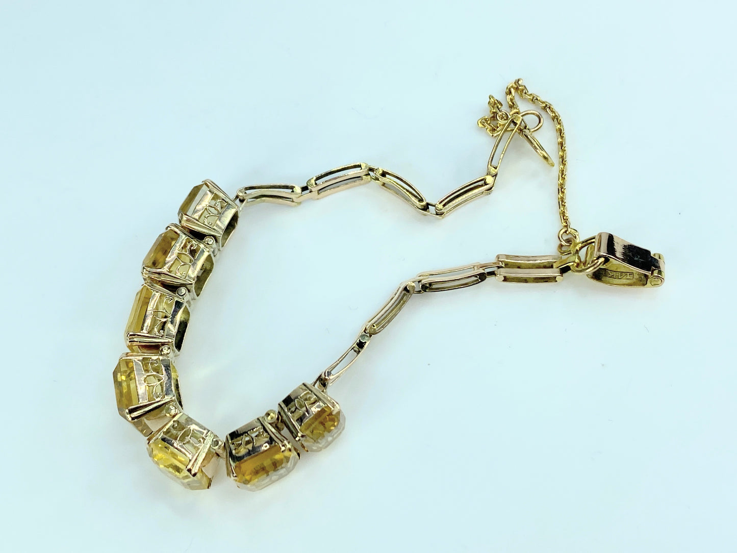 Vintage Citrine 14K gold bracelet 12.8g 6.0" JR9947