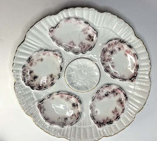 Antique Limoges Oyster Plate Cobalt Gold Gilt 7.9" A903