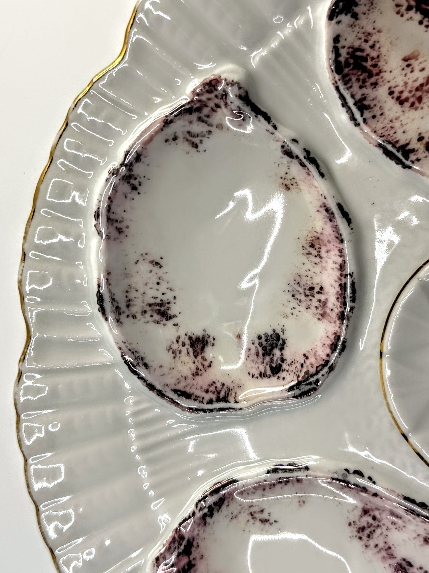 Antique Limoges Oyster Plate Cobalt Gold Gilt 7.9" A903