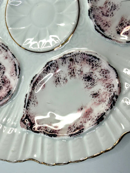 Antique Limoges Oyster Plate Cobalt Gold Gilt 7.9" A903