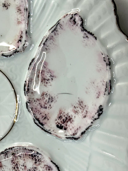 Antique Limoges Oyster Plate Cobalt Gold Gilt 7.9" A903