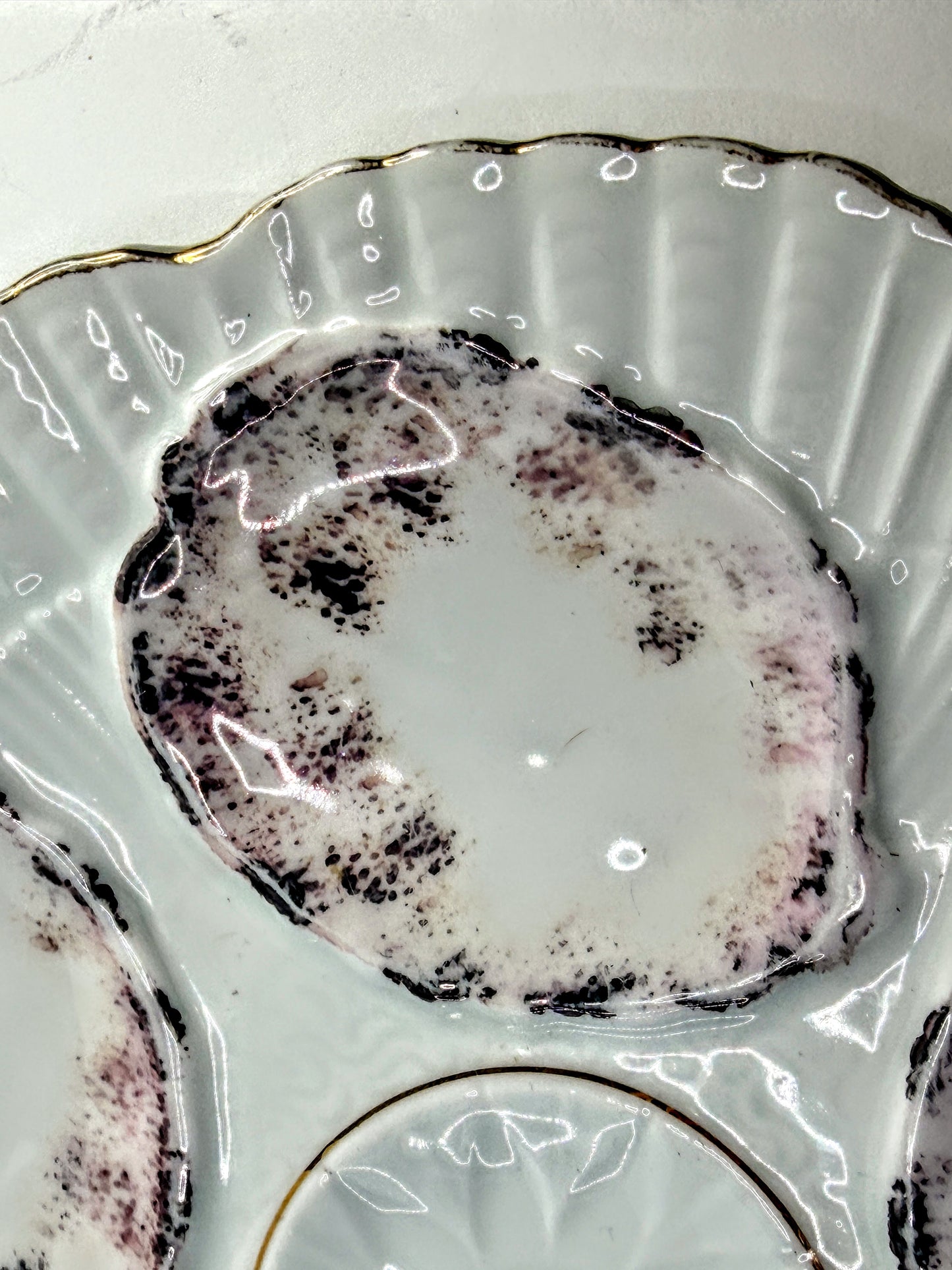 Antique Limoges Oyster Plate Cobalt Gold Gilt 7.9" A903