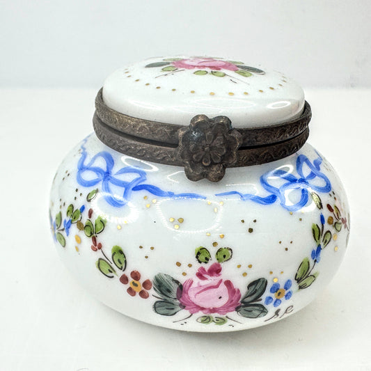 Limoges France J.D. Dumont Peint Main Ginger Jar Trinket Box A1046