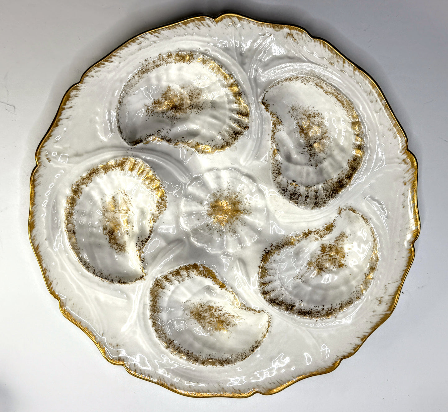 Antique Limoges Oyster Plate GDA France Gilt Shell Wells A904