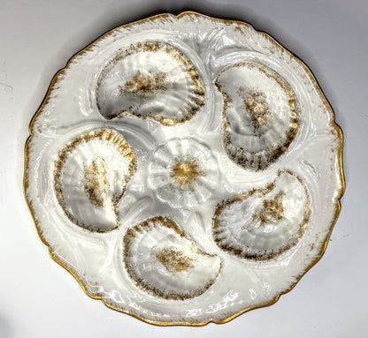 Antique Limoges Oyster Plate GDA France Gilt Shell Wells A904