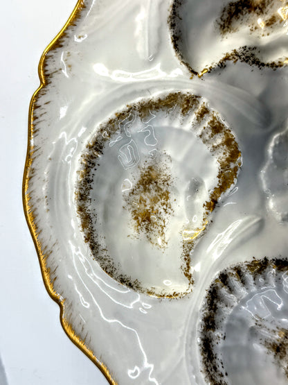 Antique Limoges Oyster Plate GDA France Gilt Shell Wells A904